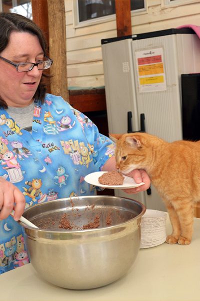 Alyssa gets help with the food.