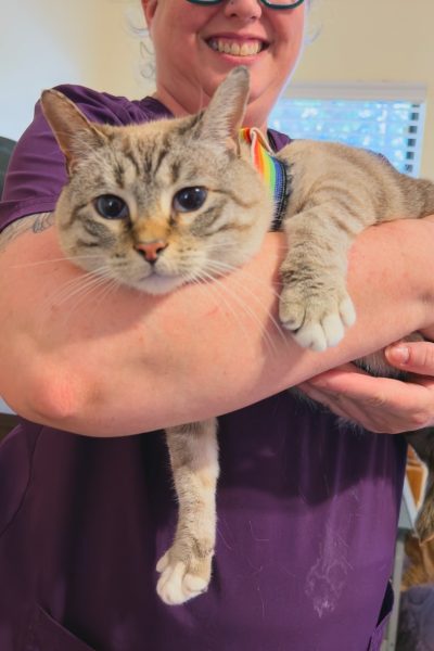 Claire giving sweet Petunia an airlift!