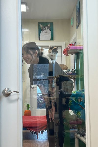 Lyss acting as the perfect perch for sweet Callie